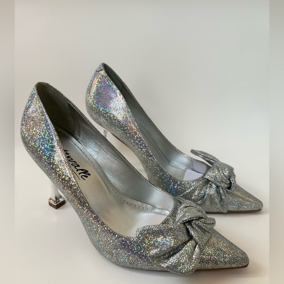 Prom Brazil Made Silver Sparkle Leather Shoes Pumps - Picture 7 of 7